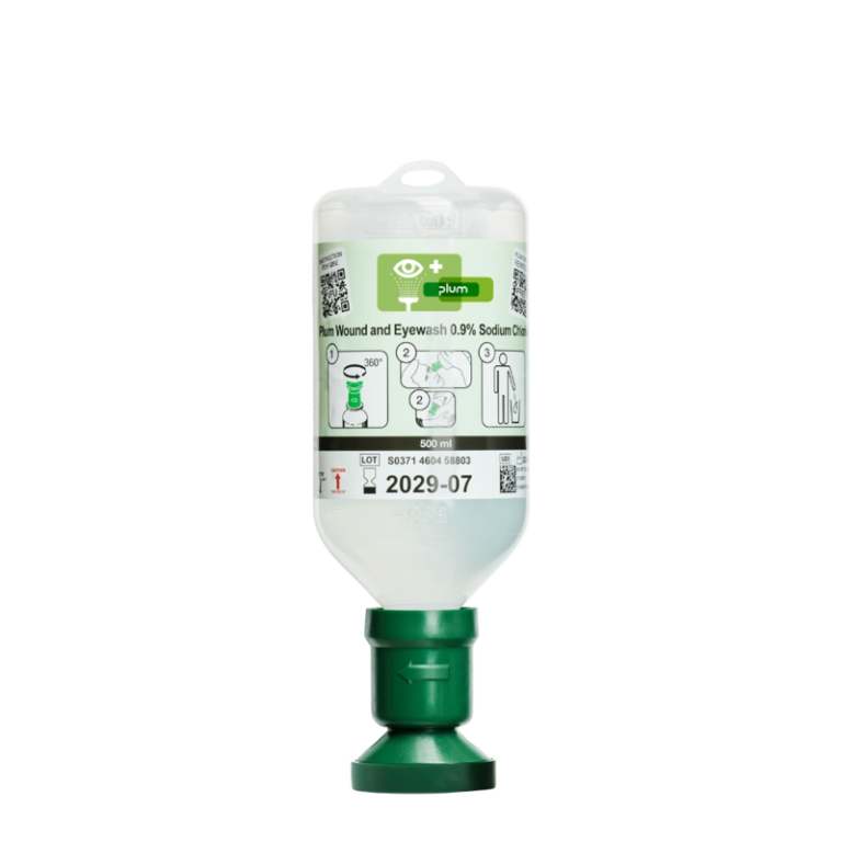 Plum wound and eyewash bottle, 500 ml 0.9% sodium chloride