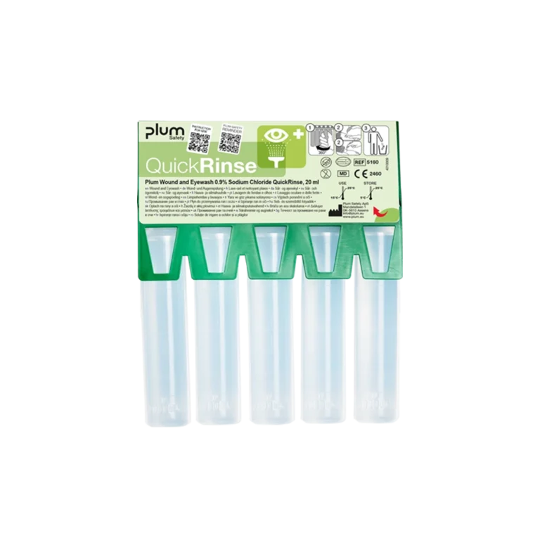 Plum QuickRinse single-use eyewash ampoules, 5 x 20 ml